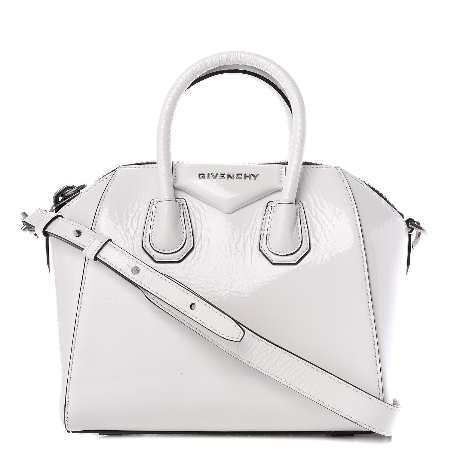 Givenchy Crinkled Patent Calfskin Mini Antigona White 1 of 9