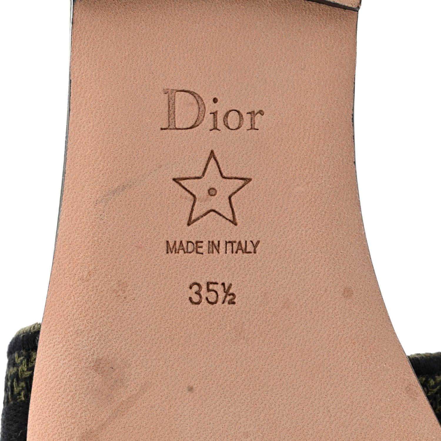 Christian Dior Canvas Union Embroidered Dway Flat Slide Sandals 35.5 Kaki 7 of 10