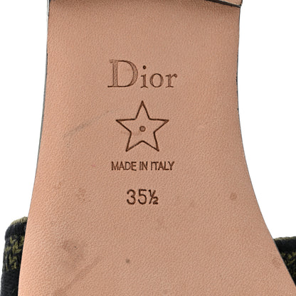 Christian Dior Canvas Union Embroidered Dway Flat Slide Sandals 35.5 Kaki 7 of 10