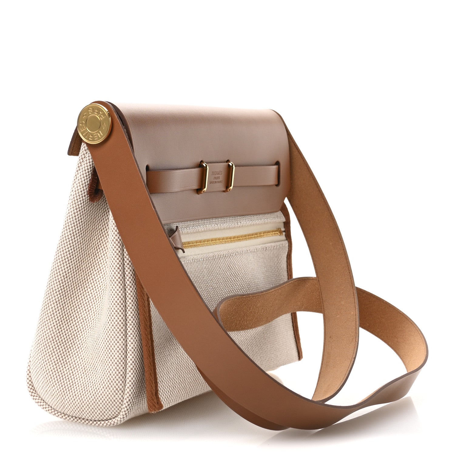 Hermes Military Toile Vache Hunter Herbag Zip Retourne 20 Ecru Beige Fauve 3 of 11