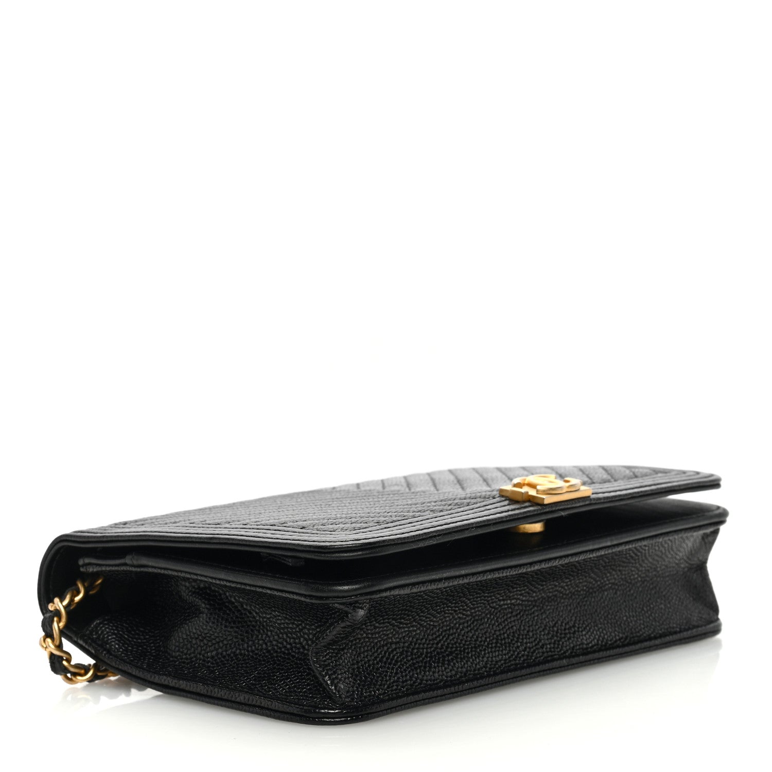 Chanel Caviar Chevron Quilted Boy Wallet On Chain WOC Black 4 of 10