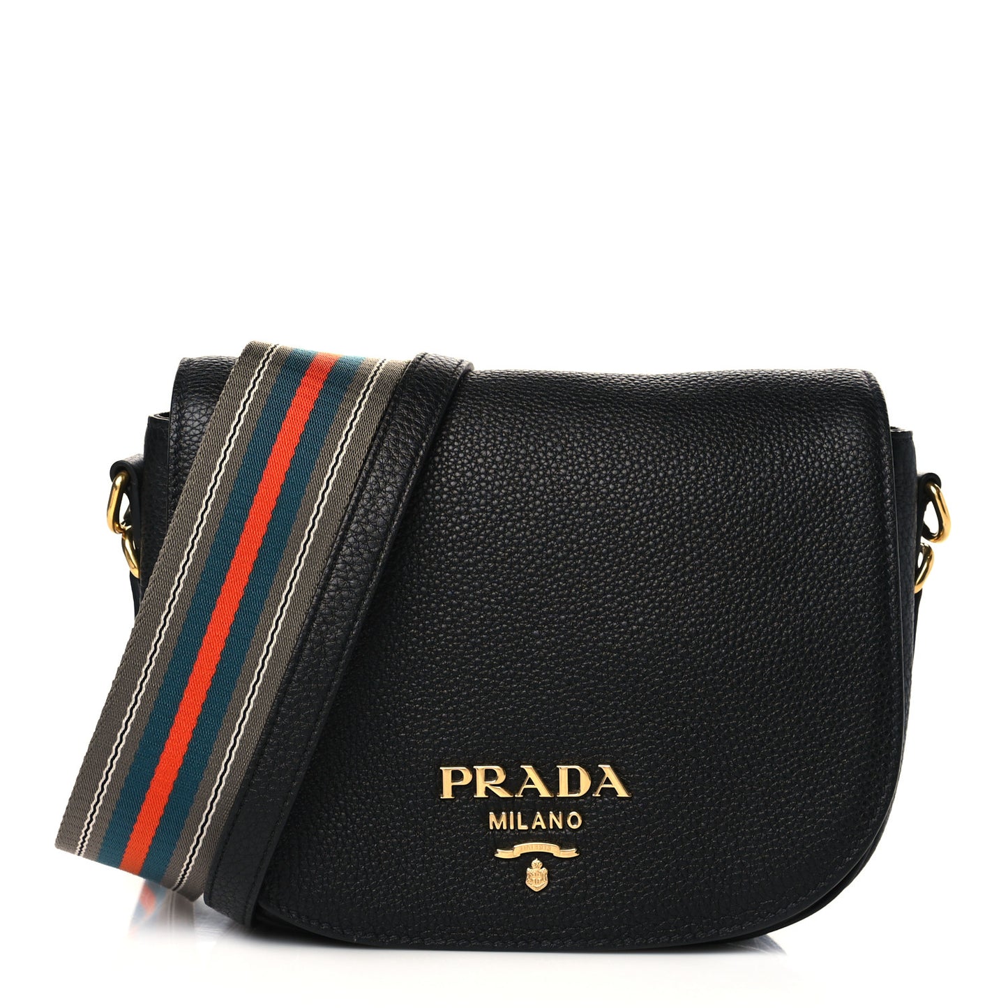 Vitello Daino Soft Shoulder Flap Bag Black