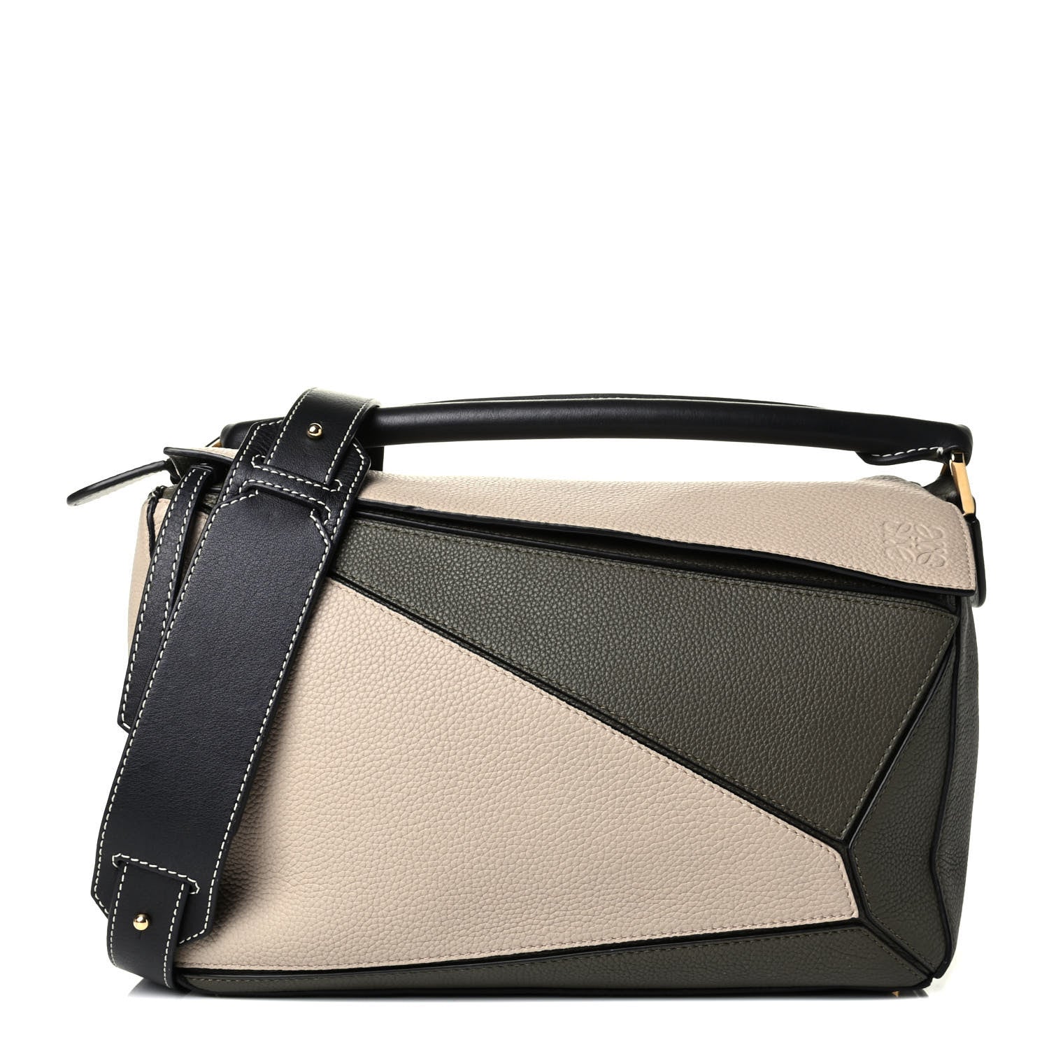 Loewe Grained Calfskin Medium Puzzle Bag Oat Khaki Green 1 of 7