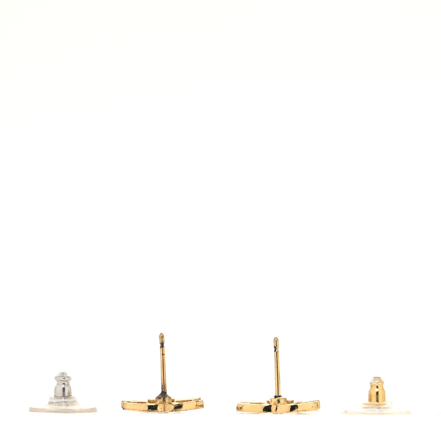 Chanel Metal CC Stud Earrings Gold 3 of 4