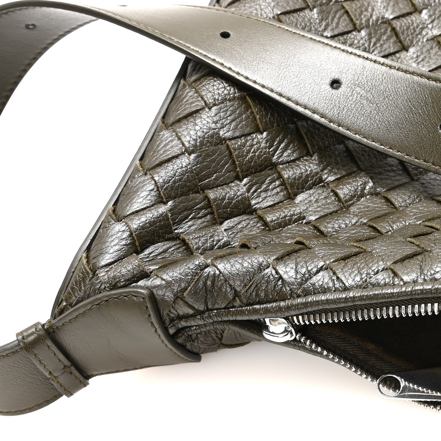 Bottega Veneta Deerskin Intrecciato Medium Traveler Hobo Kaki 10 of 10
