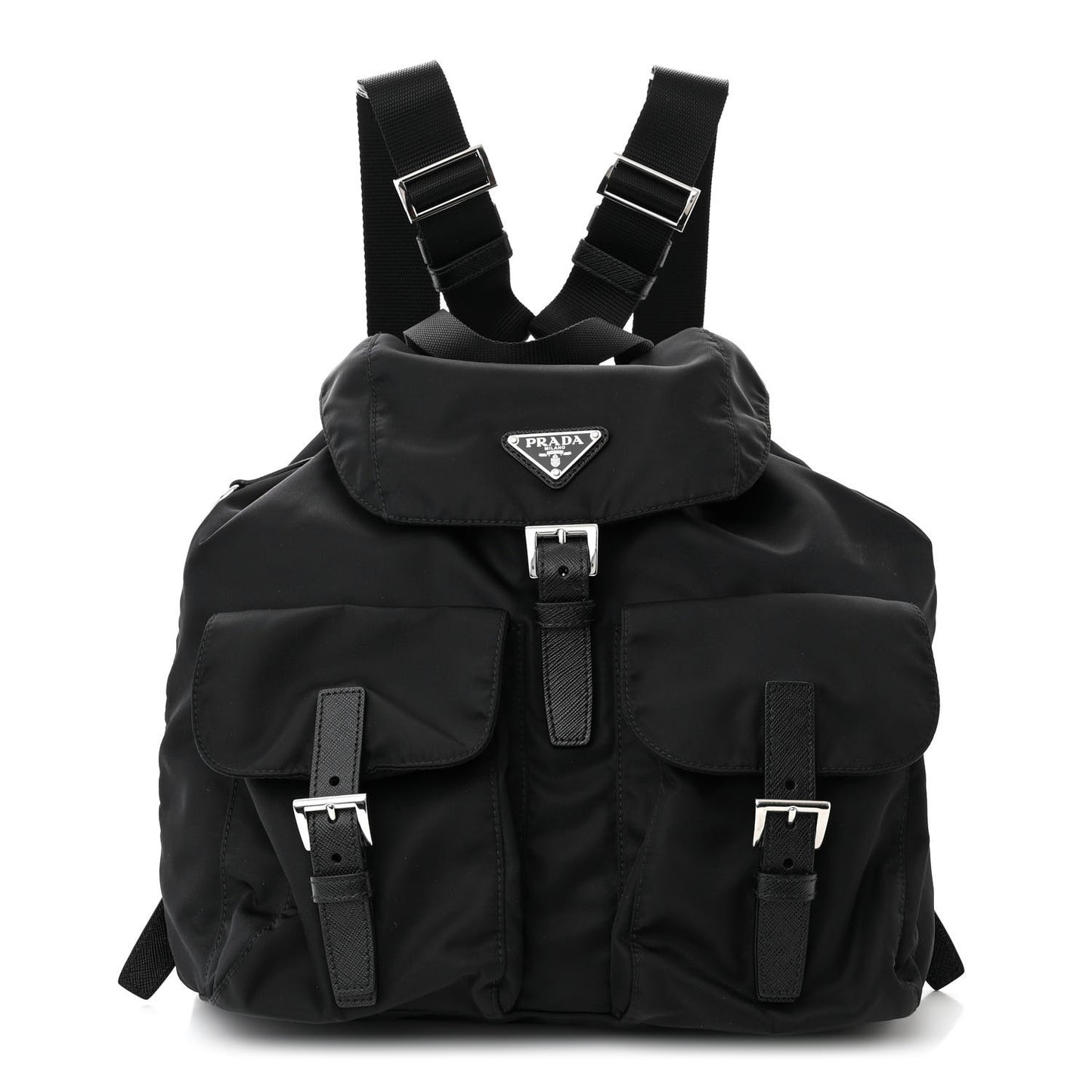 Re-Nylon Saffiano Medium Backpack Black