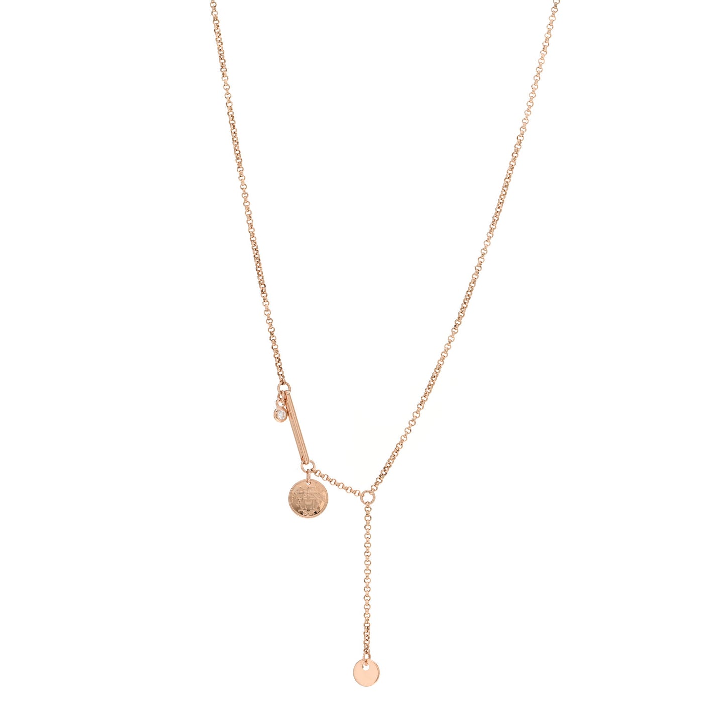 18K Rose Gold Diamond PM Ex-Libris Pendant Necklace
