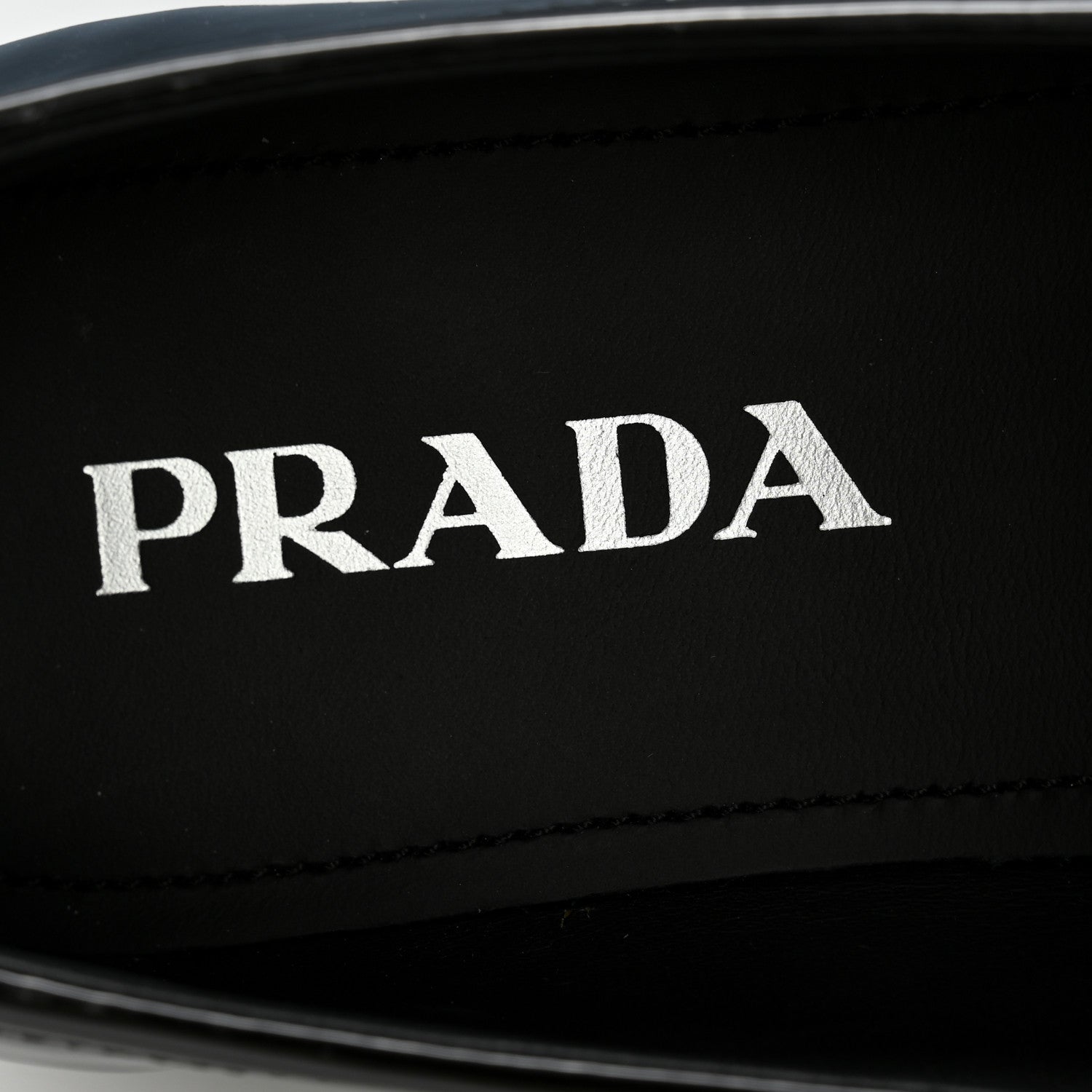 Prada Vernice Triangle Womens Loafers 35.5 Black 6 of 11
