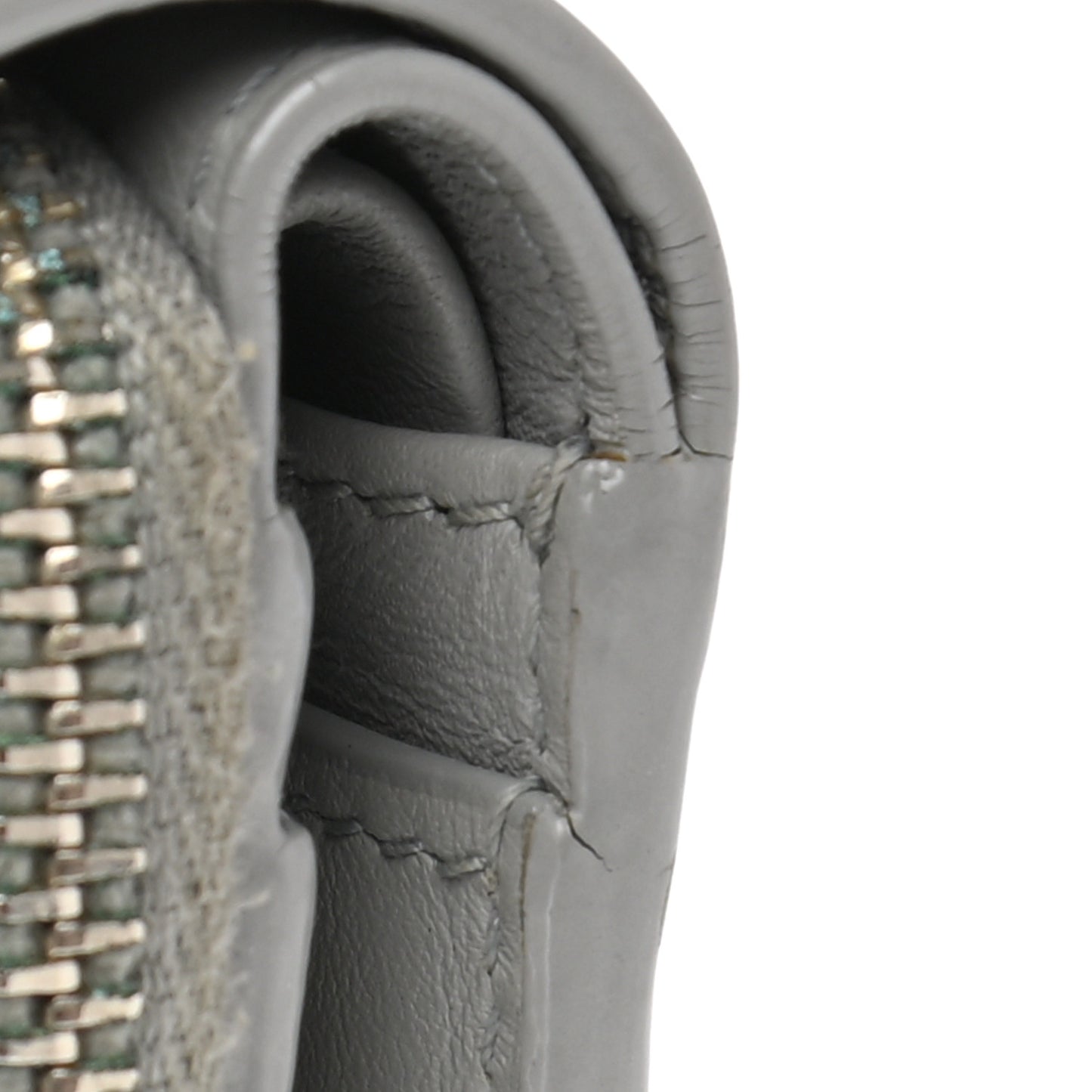 Smooth Calfskin Monogram Zip Around Compact Wallet Gray