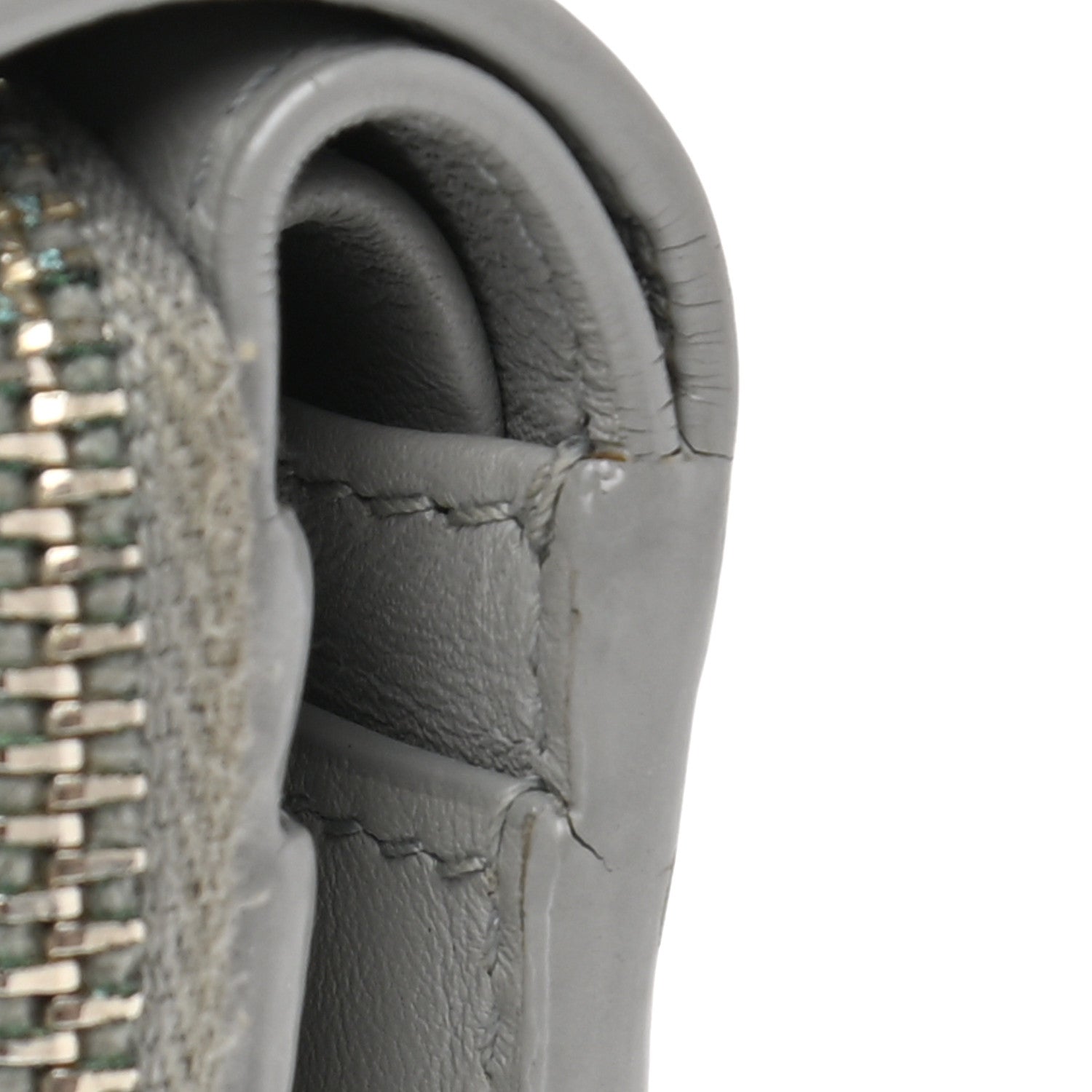 Saint Laurent Smooth Calfskin Monogram Zip Around Compact Wallet Gray 10 of 11