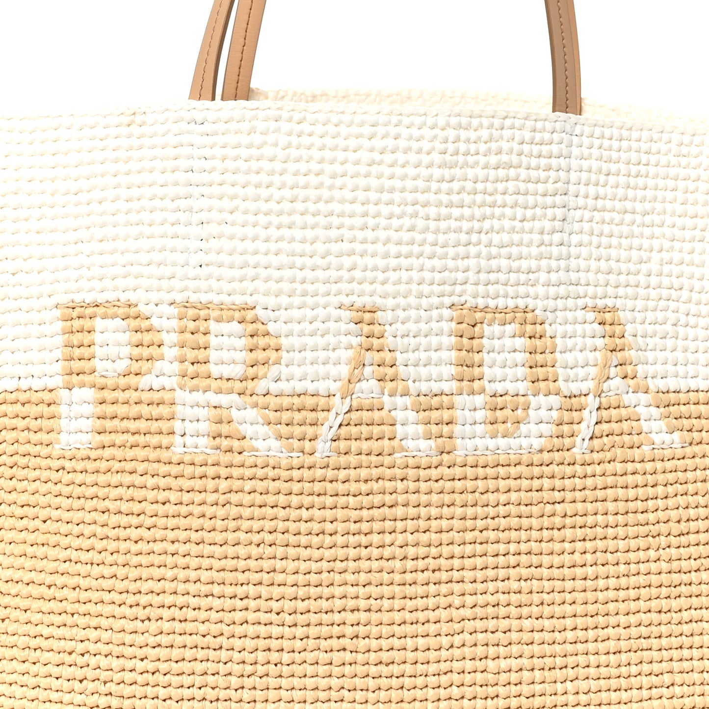 Yarn Raffia Effect Crochet Vitello Logo Shopping Tote Naturale White