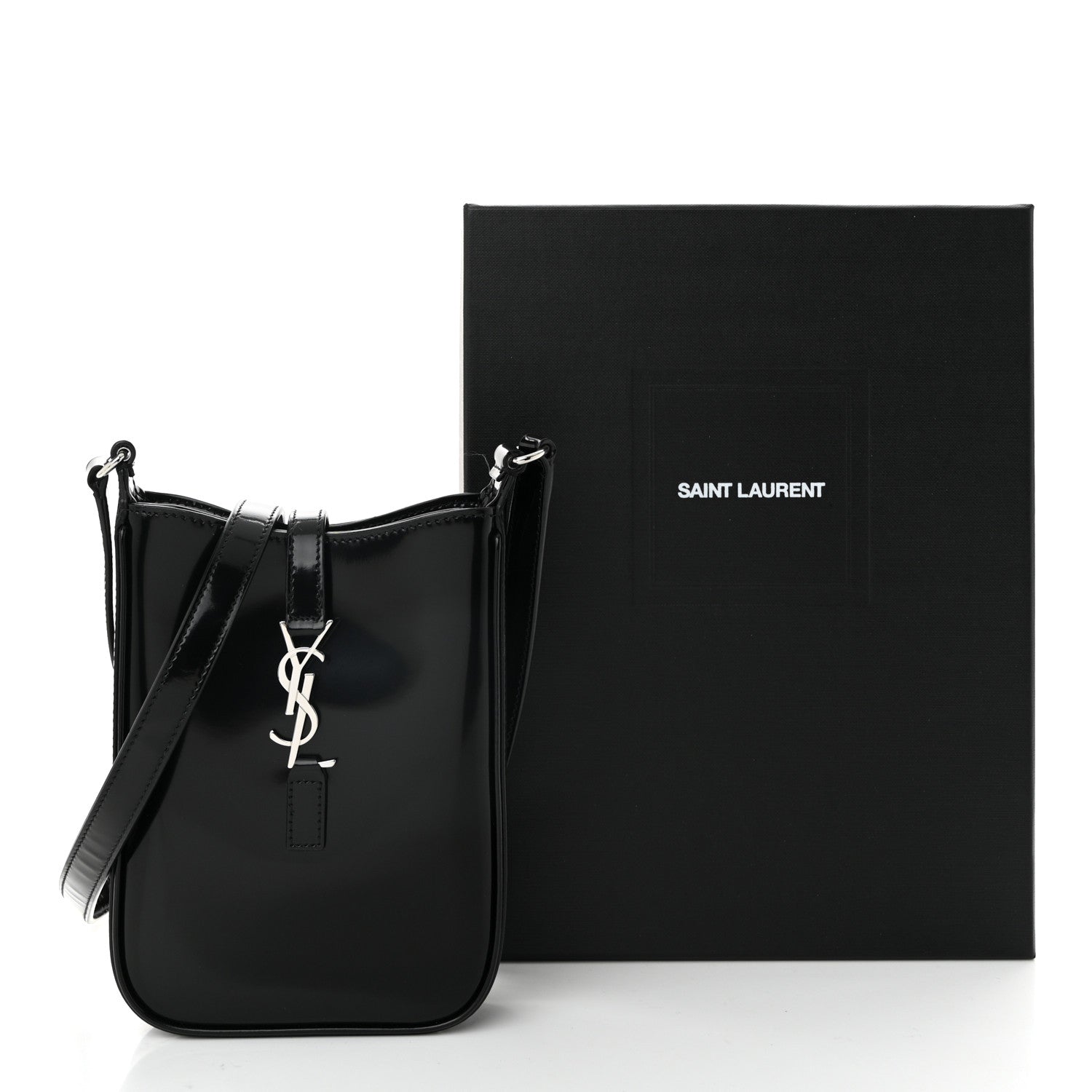 Saint Laurent Patent Calfskin Mini Le 5 A 7 Vertical Hobo Black 10 of 10