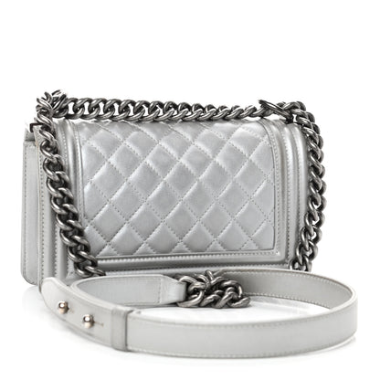 Chanel Metallic Calfskin Quilted Small Boy Flap Silver 2 of 4