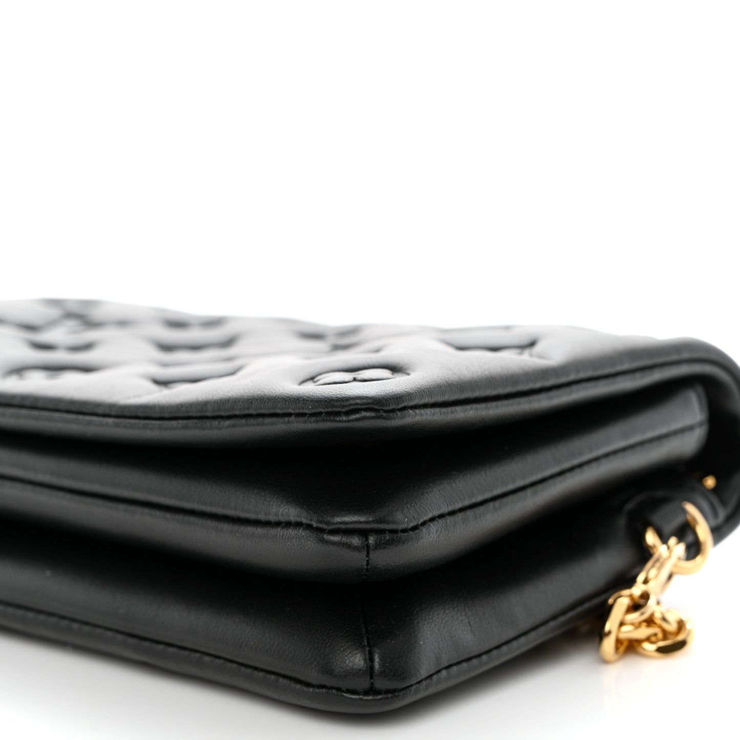 Lambskin Embossed Monogram Pochette Coussin Black
