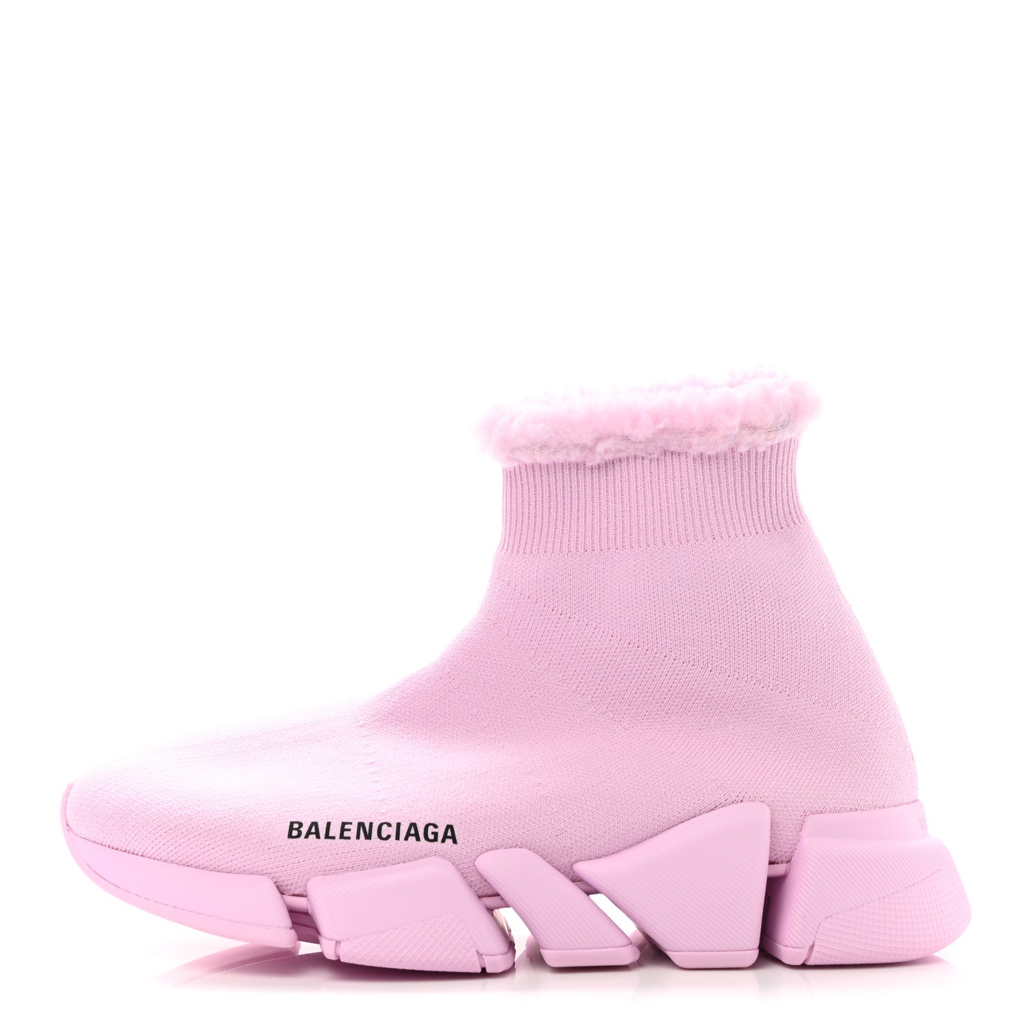 Balenciaga Technical 3D Recycled Knit Faux Fur Womens Speed 2.0 Sneakers 38 Light Pink 1 of 7