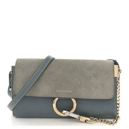 Chloe Suede Calfskin Mini Faye Shoulder Bag Cloudy Blue 1 of 13