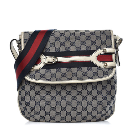 Gucci Monogram Web Crossbody Messenger White Navy 1 of 12