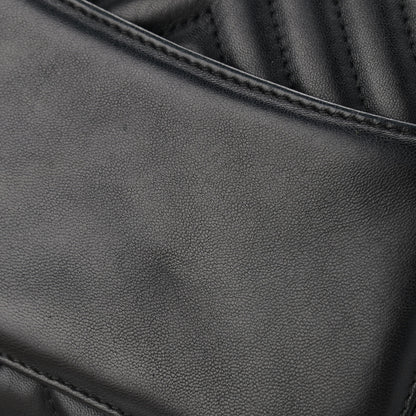 Chanel Lambskin Reverse Chevron Quilted Round Top Handle Flap Black 11 of 13