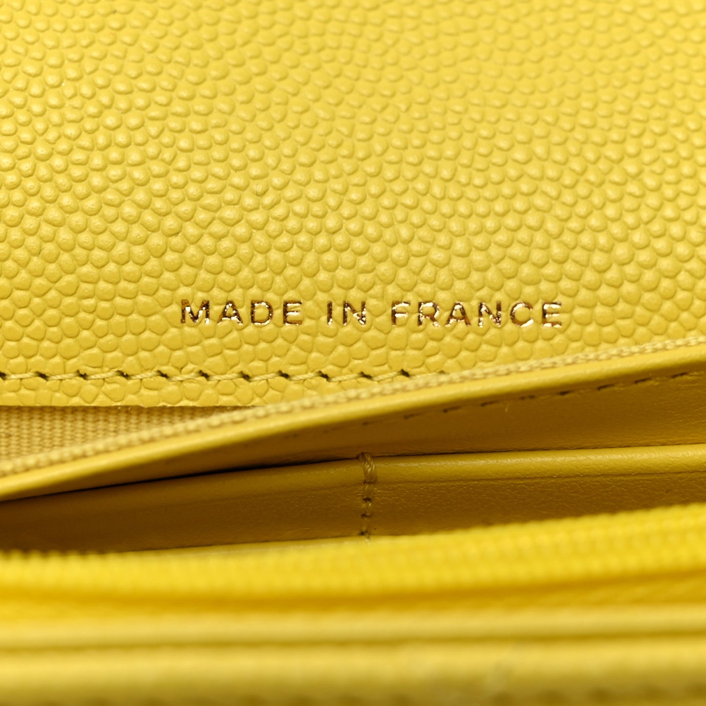 Caviar Quilted Large Gusset Flap Wallet Yellow