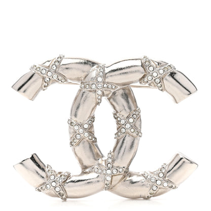Chanel Crystal CC Brooch Silver 1 of 5