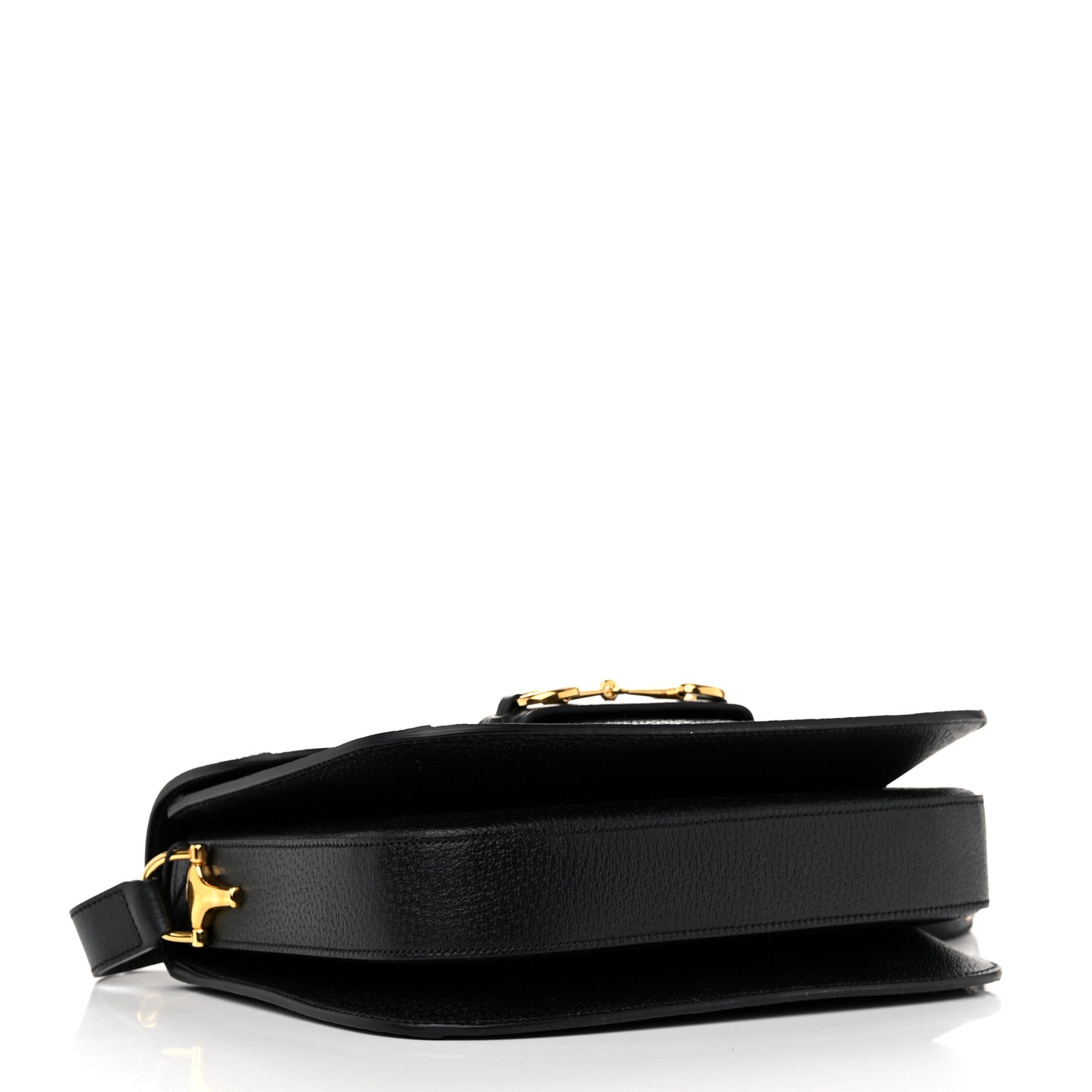 Jacquard Black Denim GG Monogram Textured Dollar Calfskin Horsebit 1955 Shoulder Bag Black Ivory