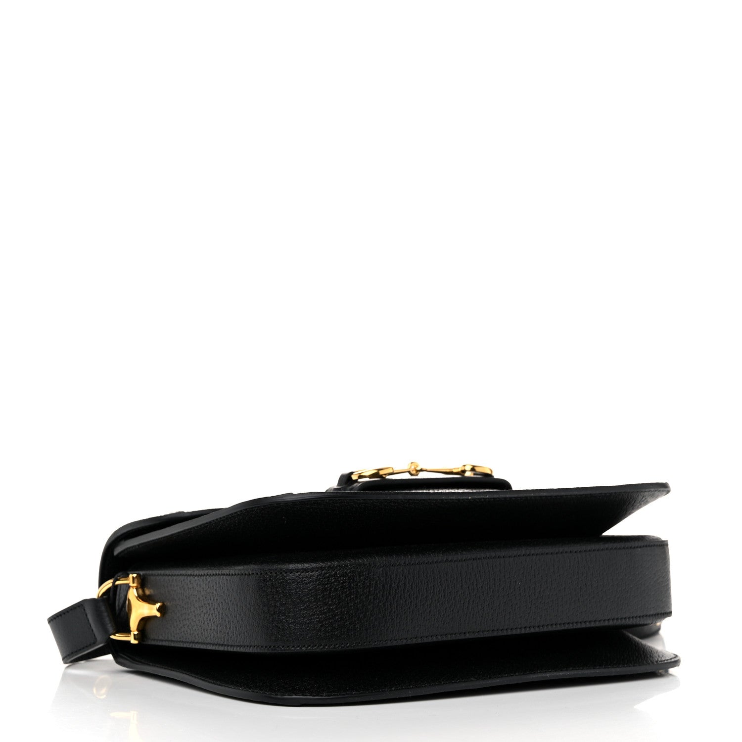 Gucci Jacquard Black Denim GG Monogram Textured Dollar Calfskin Horsebit 1955 Shoulder Bag Black Ivory 4 of 10