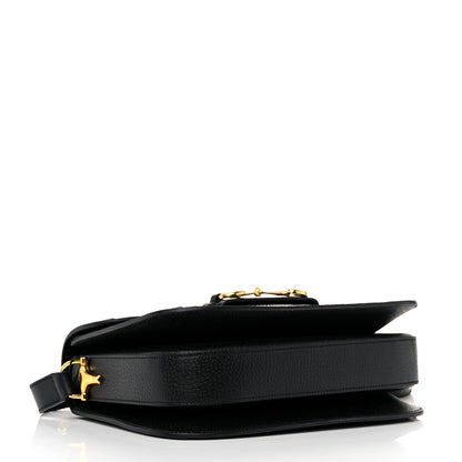 Gucci Jacquard Black Denim GG Monogram Textured Dollar Calfskin Horsebit 1955 Shoulder Bag Black Ivory 4 of 10