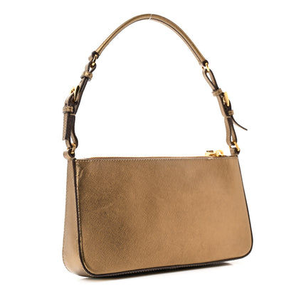 Prada Metallic Saffiano Pochette Platino 3 of 15