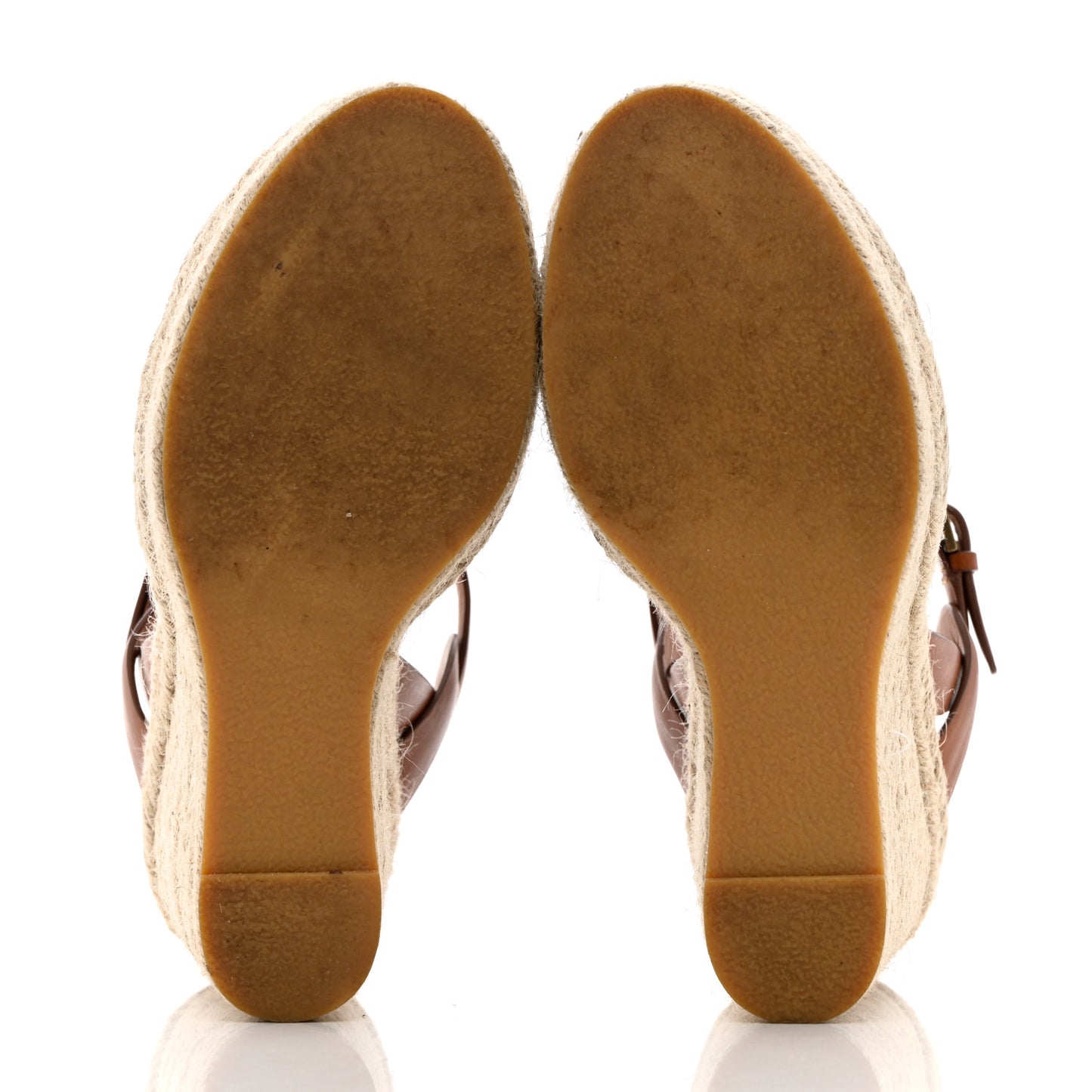 Calfskin 85 Platform Espadrille Wedge Sandals 38 Brown