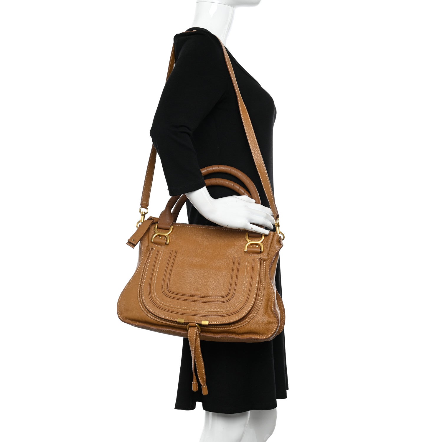 Chloe Calfskin Medium Marcie Satchel Gingerbread 2 of 14
