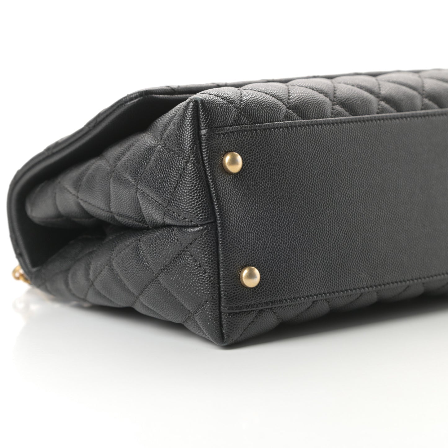 Caviar Quilted Small Coco Handle Flap Black