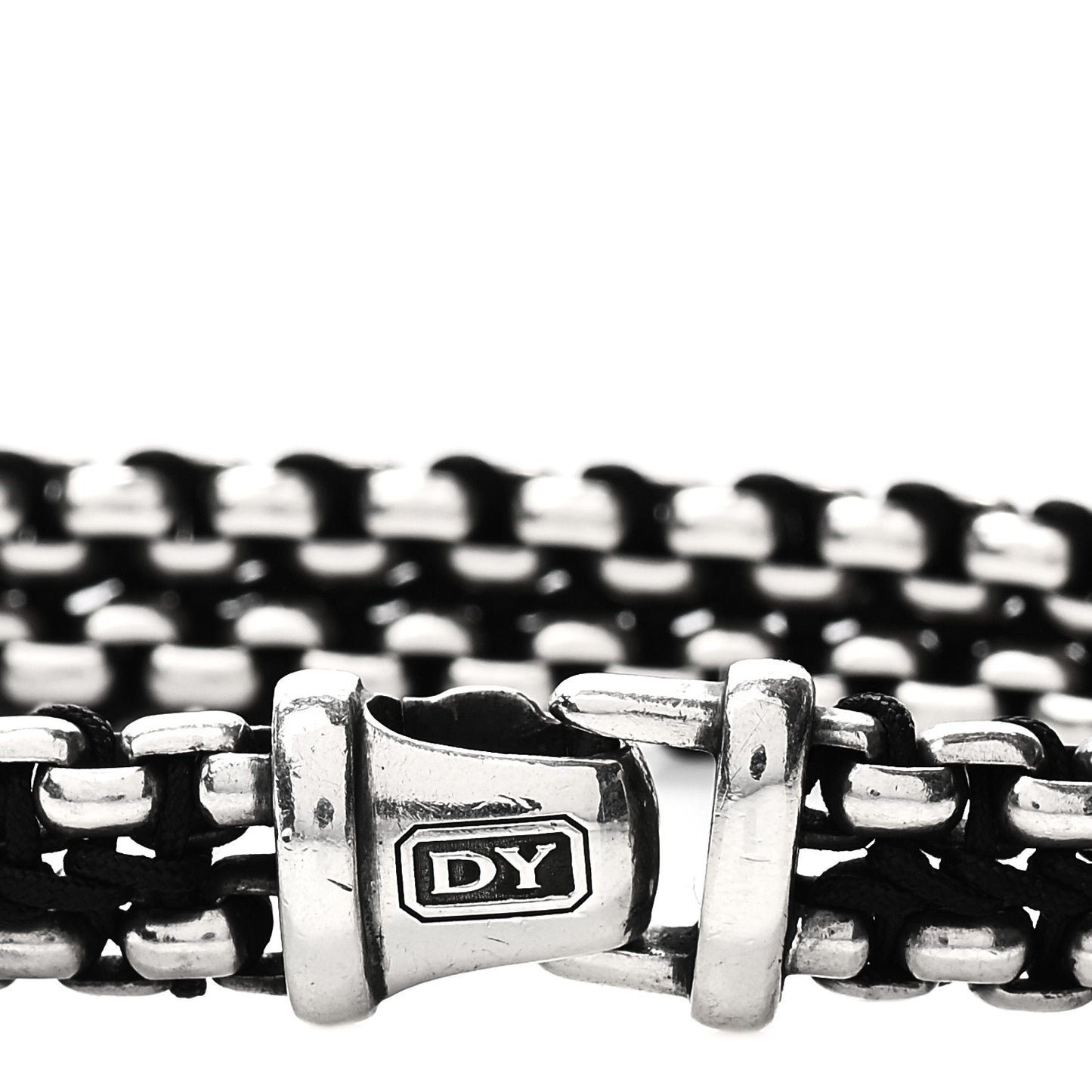 Sterling Silver Woven Box Chain Bracelet Black
