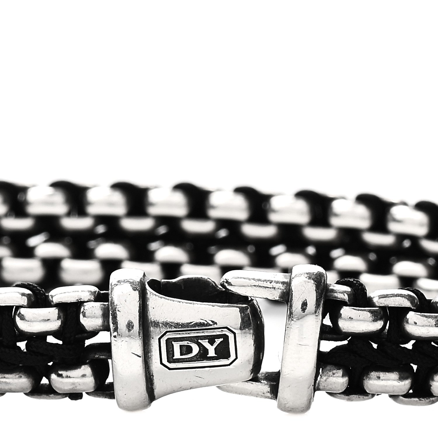 David Yurman Sterling Silver Woven Box Chain Bracelet Black 3 of 4