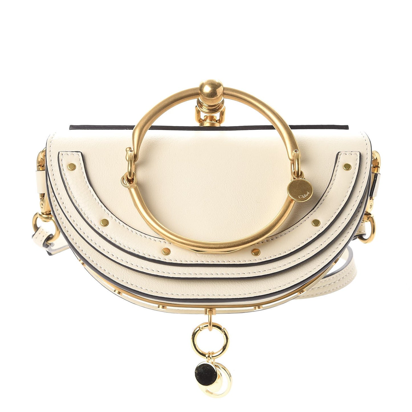 Calfskin Small Nile Bracelet Minaudiere Bag Off White