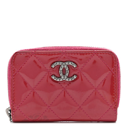 Chanel Patent Calfskin Quilted Brilliant Zip Coin Purse Wallet Red 1 of 9
