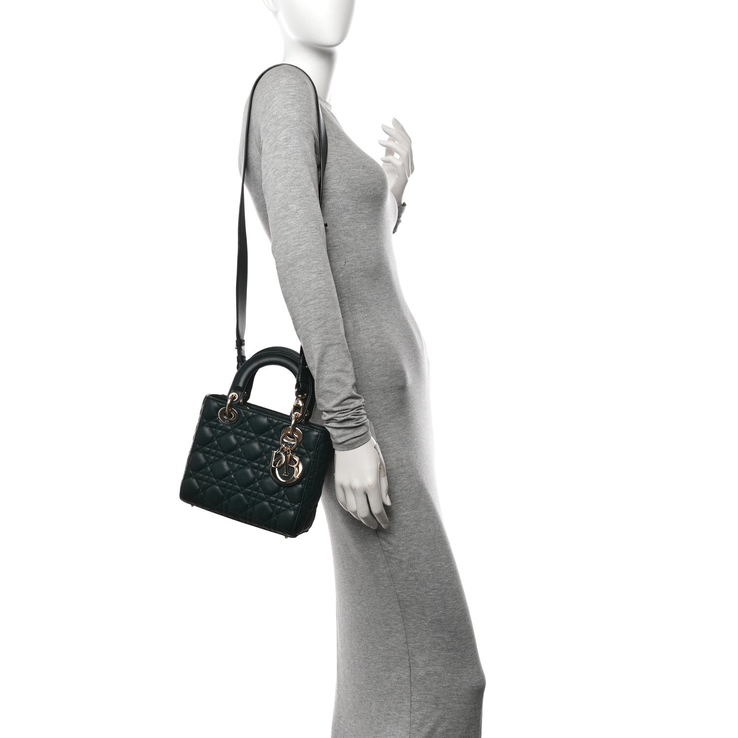Christian Dior Lambskin Cannage Small My ABCDior Lady Dior Dark Green 2 of 10