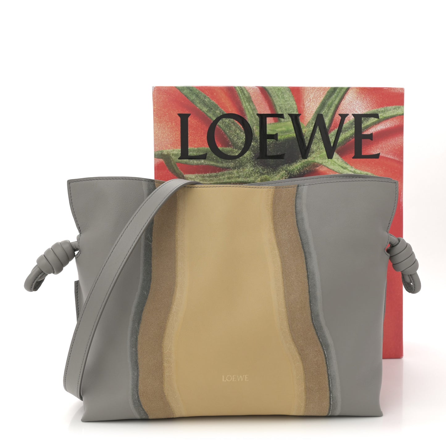 Nappa Medium Flamenco Landscape Knot Clutch Sparkling Grey Butter