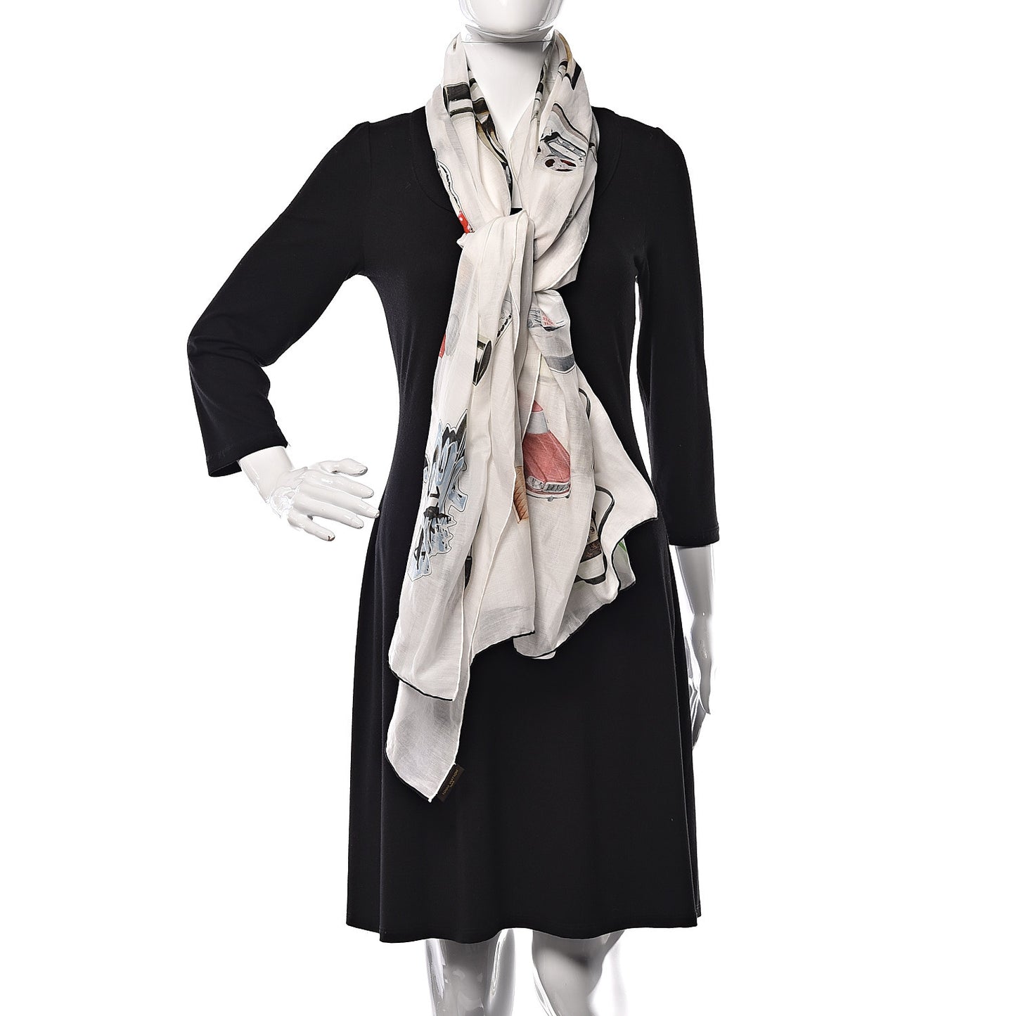 Cotton Silk Stickers Animation Stole White