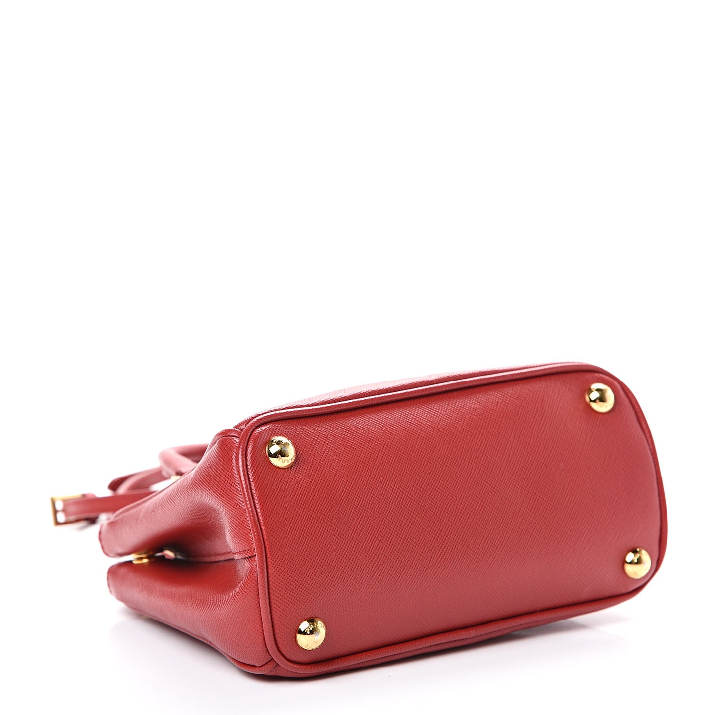 Saffiano Micro Galleria Double Zip Tote Fuoco