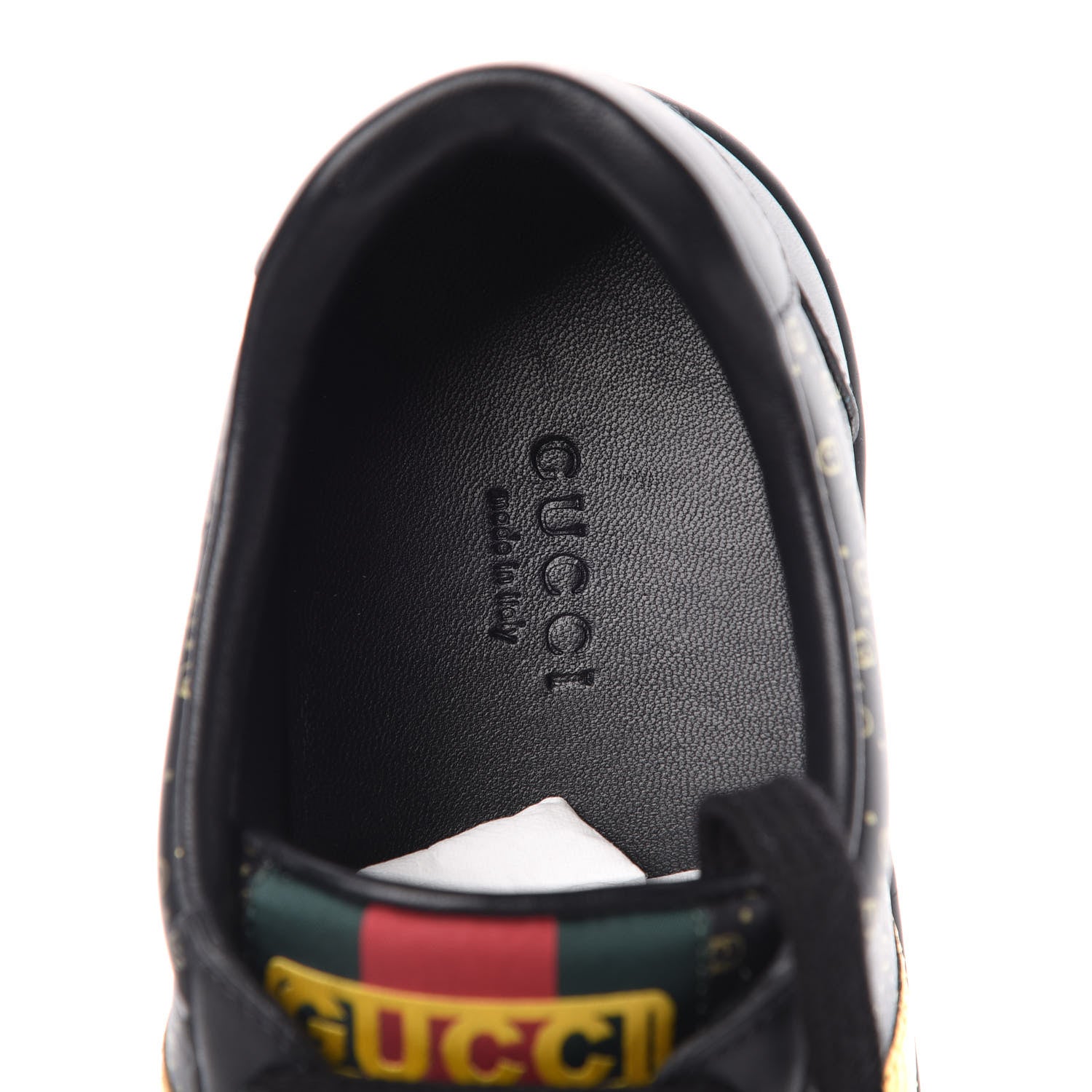 Gucci X DAPPER DAN Calfskin Laminated Ayers GG Micro Monogram Womens G74 Sneakers 36.5 Black Gold 7 of 9