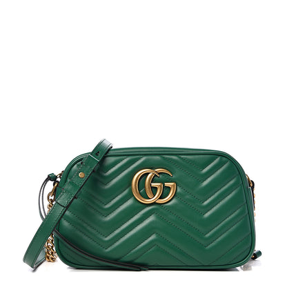 Gucci Calfskin Matelasse Small GG Marmont Chain Shoulder Bag Emerald Green 1 of 10