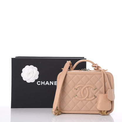 Chanel Caviar Quilted Medium CC Filigree Vanity Case Beige 8 of 8