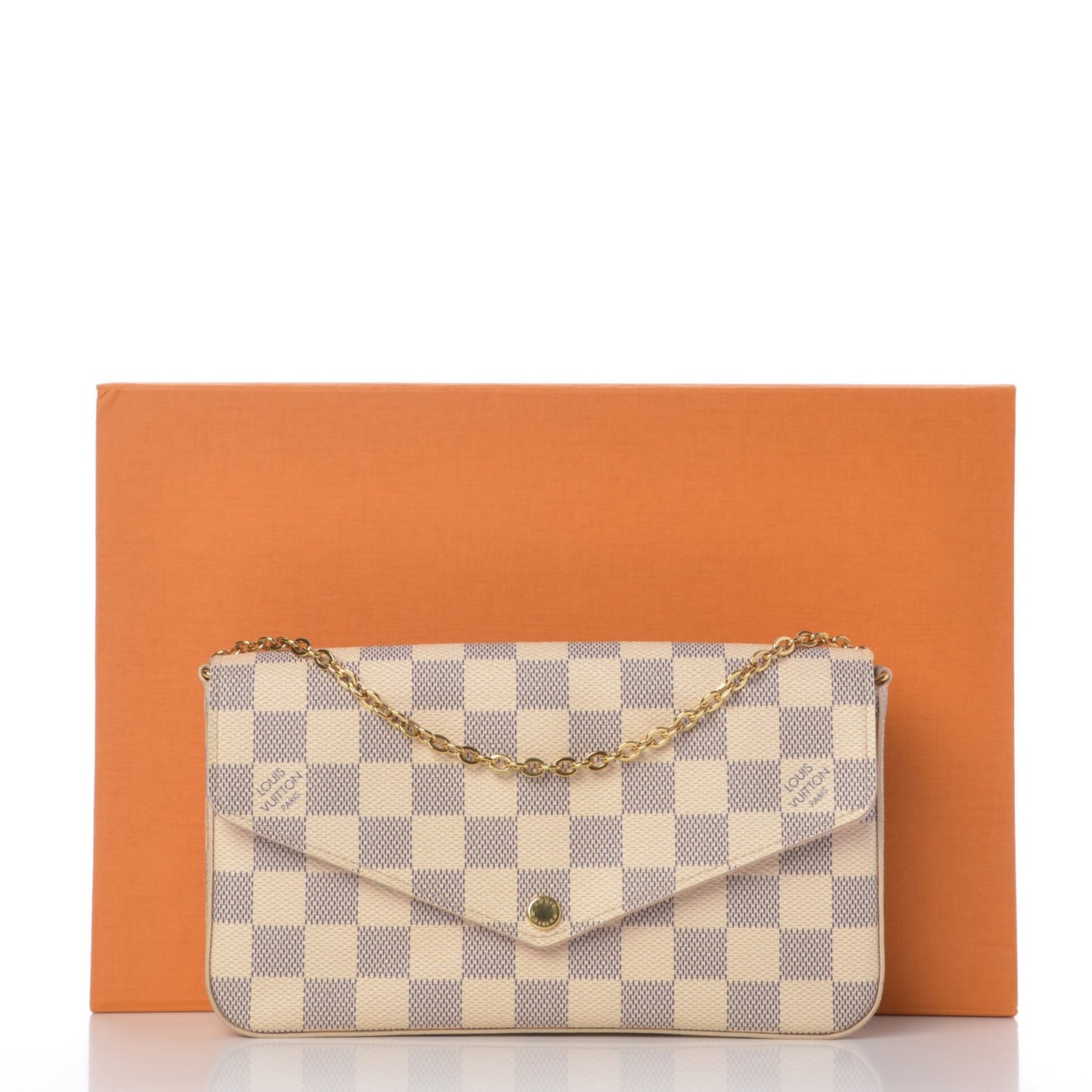 Damier Azur Pochette Felicie Chain Wallet Rose Ballerine