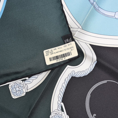 Hermes Silk Springs Scarf 90 Vert Sapin Anthracite Celadon 6 of 6