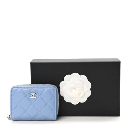 Chanel Lambskin Quilted Compact Zipped Wallet Light Blue 8 of 8