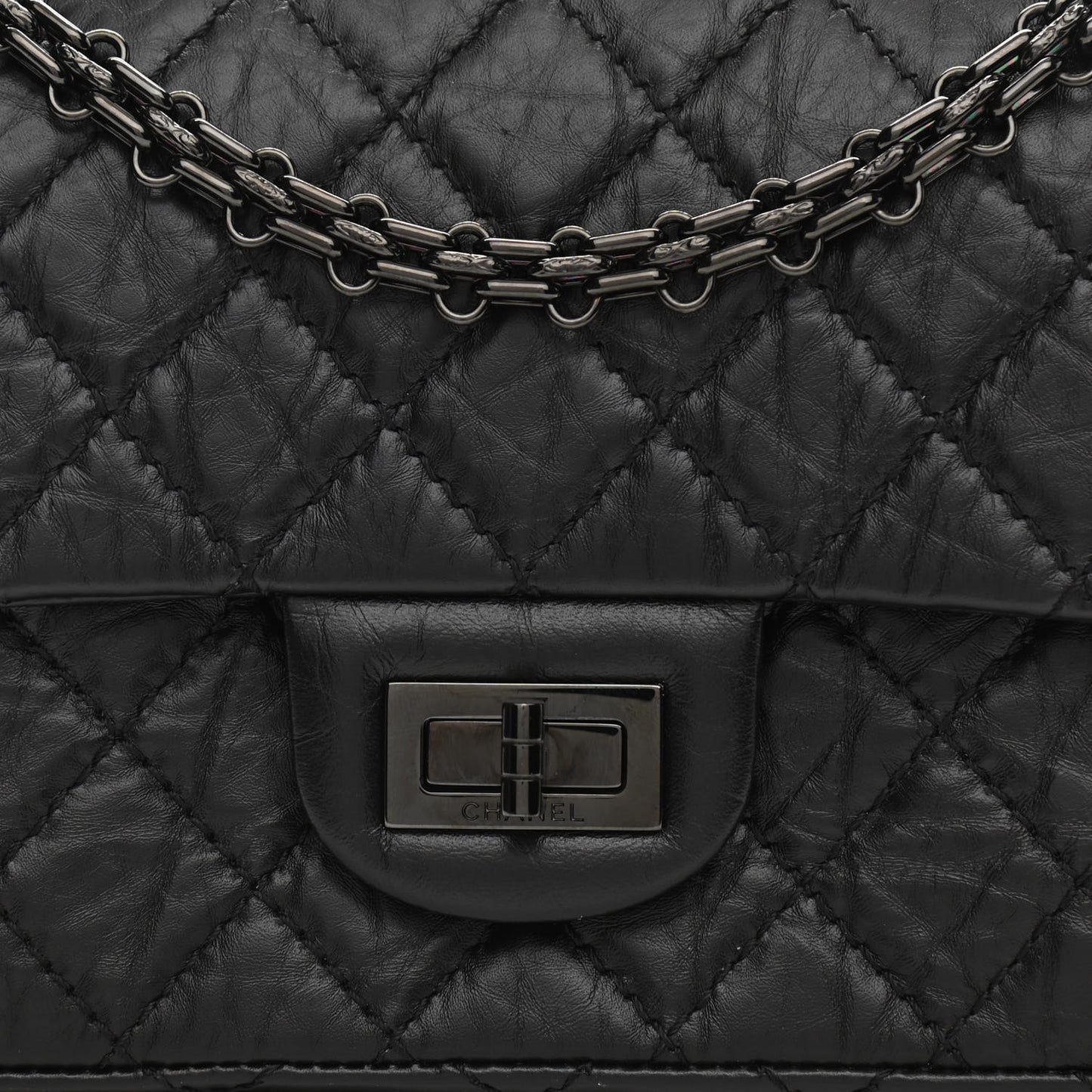Aged Calfskin Quilted 2.55 Reissue Mini Flap So Black