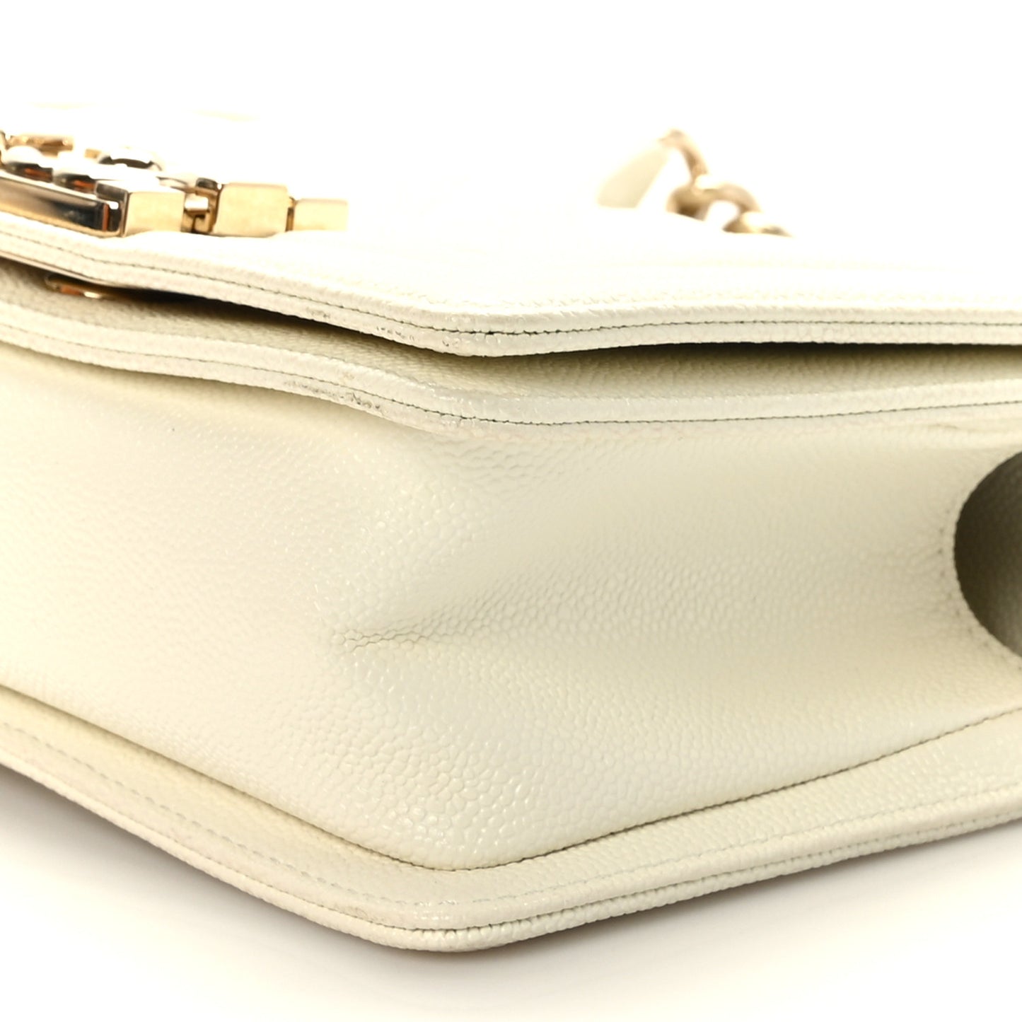 Caviar Quilted Small Boy Flap White