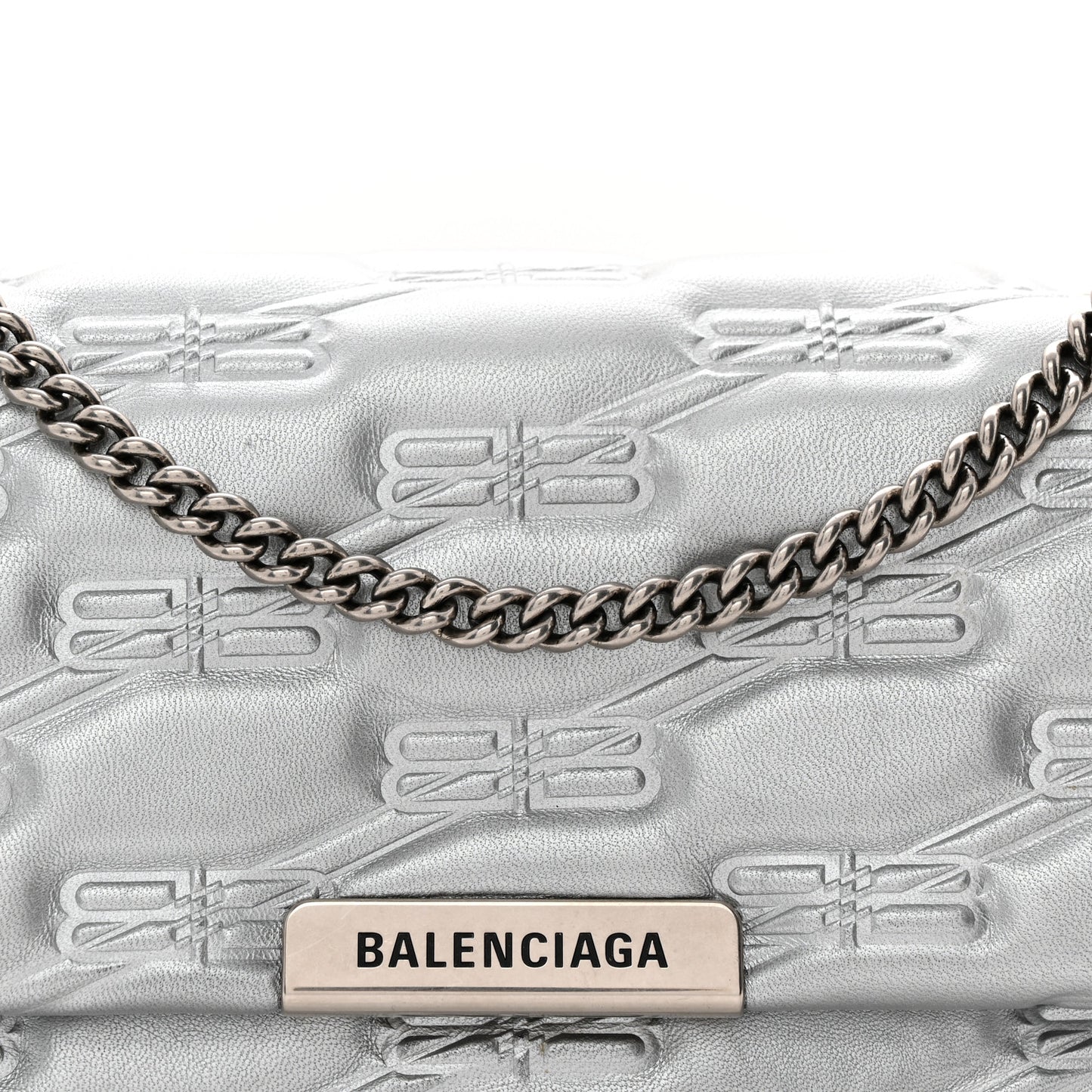 Nappa Allover License BB Monogram Embossed Small Triplet Bag Silver