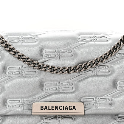 Balenciaga Nappa Allover License BB Monogram Embossed Small Triplet Bag Silver 8 of 10