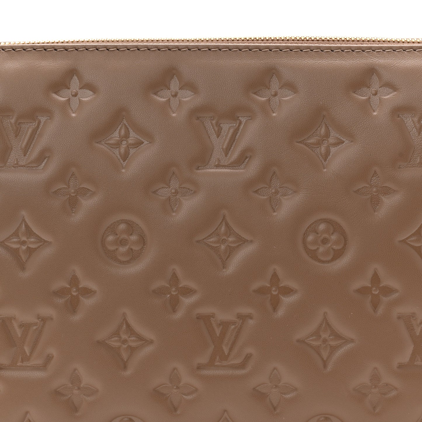 Lambskin Embossed Monogram Coussin PM Taupe